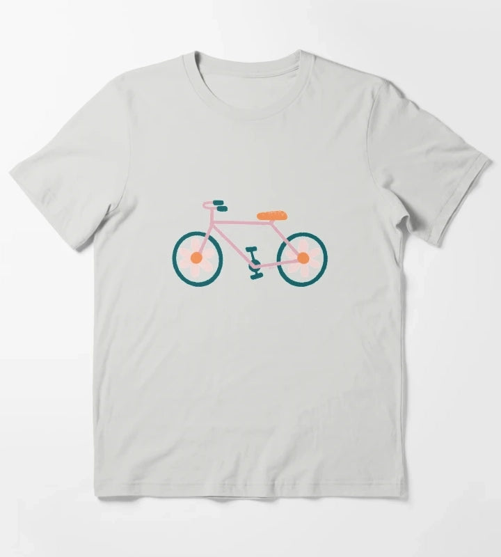 Flower Powered Cycling T-Shirt Light Grey