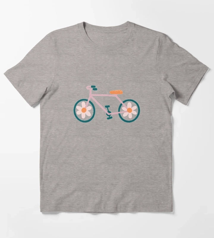 Flower Powered Cycling T-Shirt Heather Grey