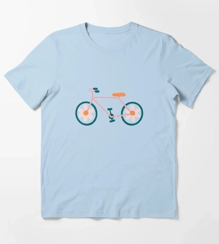 Flower Powered Cycling T-Shirt Sky Blue