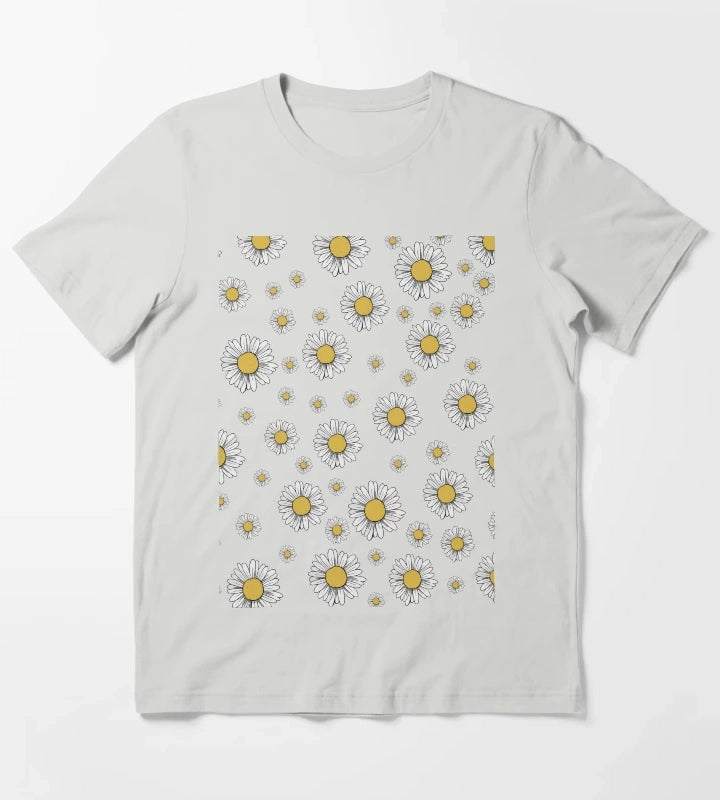 Flower Womens Tshirt Womens Comfortable Tshirt Daisy Tshirt Daisy womens tee Daisy Tshirt Flower Tshirt T-Shirt Light Grey
