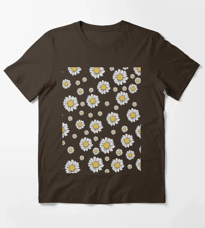 Flower Womens Tshirt Womens Comfortable Tshirt Daisy Tshirt Daisy womens tee Daisy Tshirt Flower Tshirt T-Shirt Brown