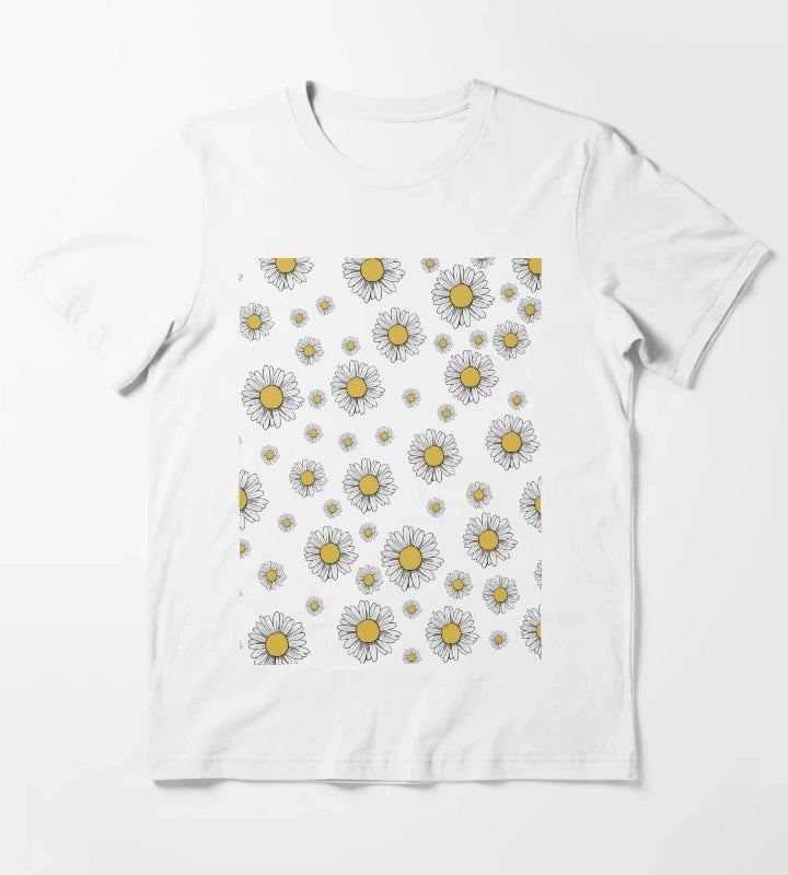 Flower Womens Tshirt Womens Comfortable Tshirt Daisy Tshirt Daisy womens tee Daisy Tshirt Flower Tshirt T-Shirt White