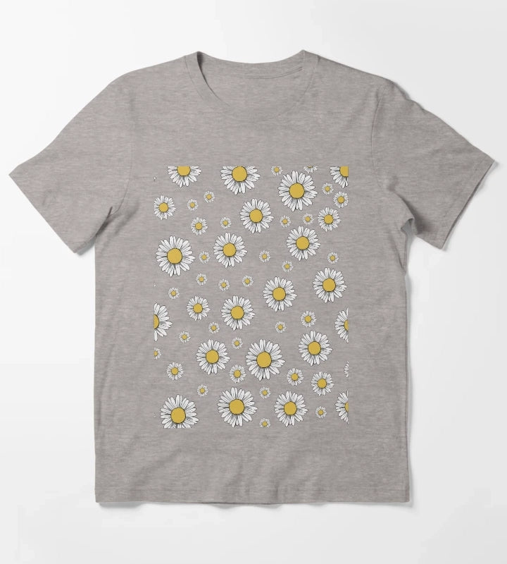 Flower Womens Tshirt Womens Comfortable Tshirt Daisy Tshirt Daisy womens tee Daisy Tshirt Flower Tshirt T-Shirt Heather Grey