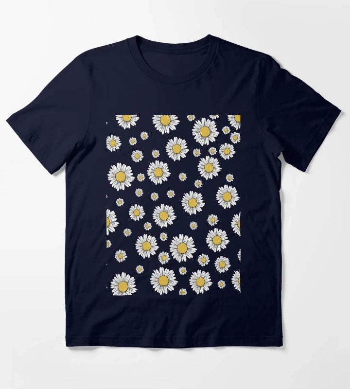 Flower Womens Tshirt Womens Comfortable Tshirt Daisy Tshirt Daisy womens tee Daisy Tshirt Flower Tshirt T-Shirt Navy