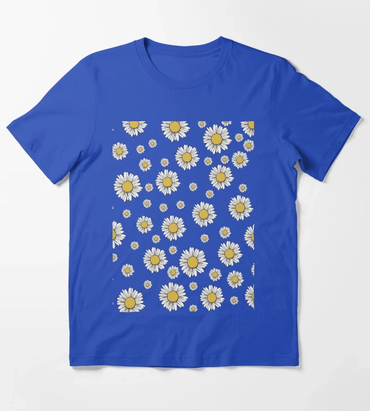 Flower Womens Tshirt Womens Comfortable Tshirt Daisy Tshirt Daisy womens tee Daisy Tshirt Flower Tshirt T-Shirt Blue