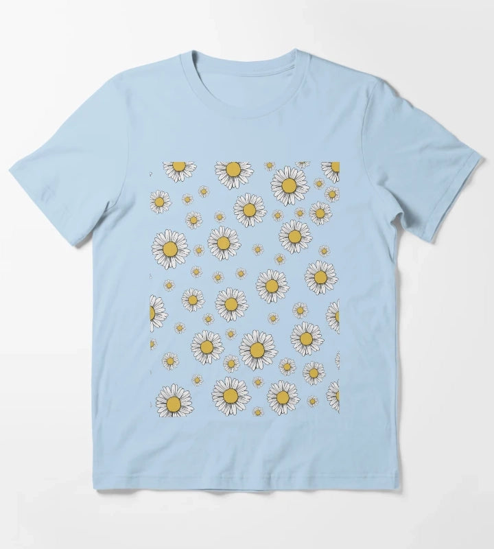 Flower Womens Tshirt Womens Comfortable Tshirt Daisy Tshirt Daisy womens tee Daisy Tshirt Flower Tshirt T-Shirt Sky Blue