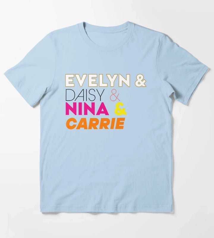 Four Famous By Taylor Jenkins Reid Mashup T-Shirt Sky Blue