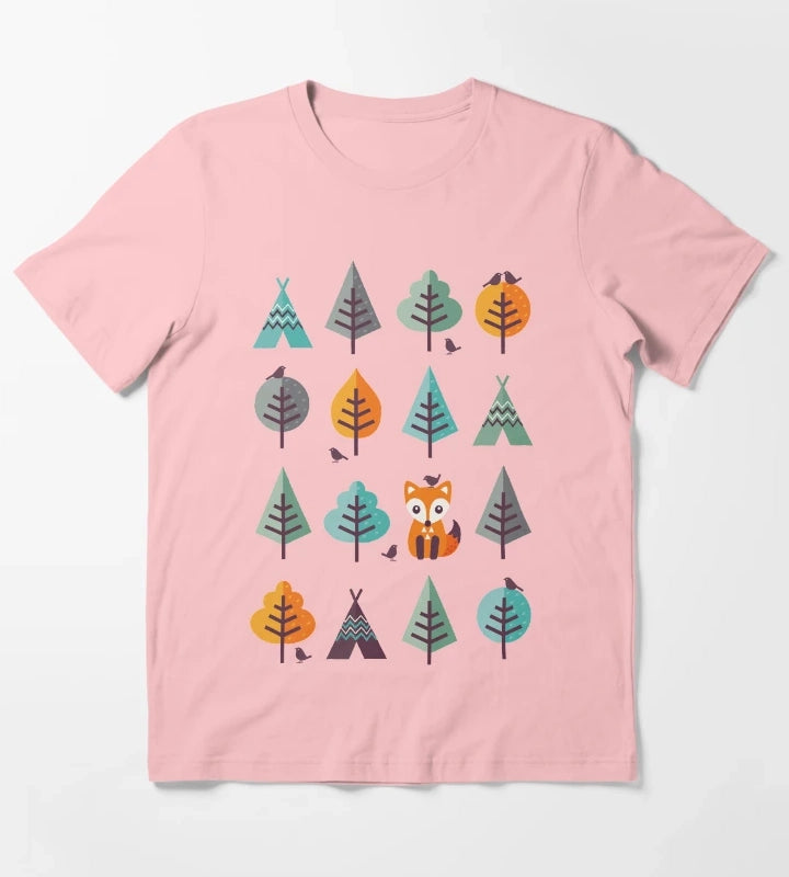Fox in the Forest on Gray T-Shirt Dark Grey