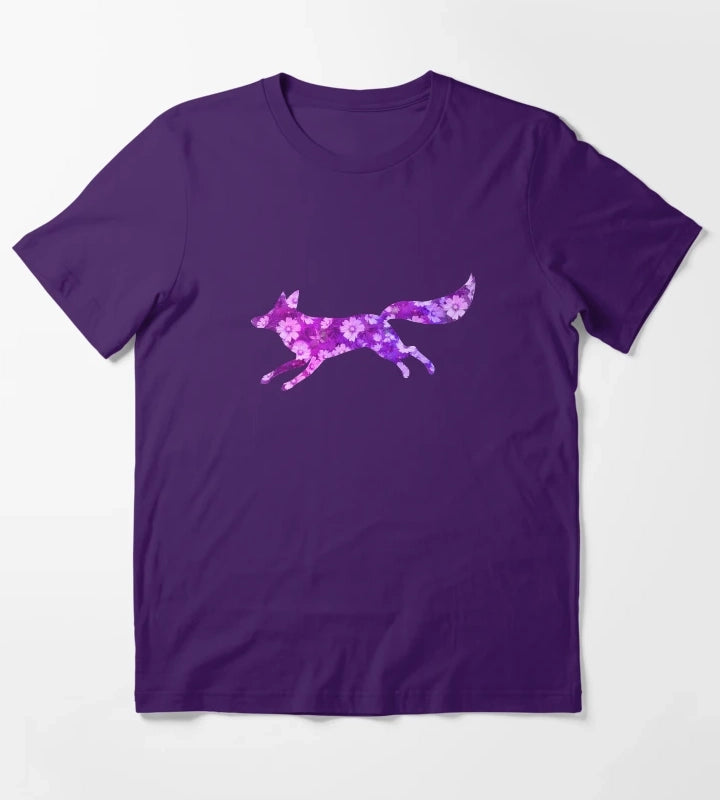 Fox with daisy flowers Purple T-Shirt Purple