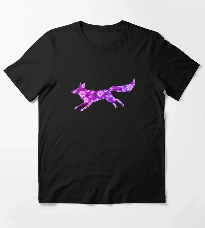 Fox with daisy flowers Purple T-Shirt