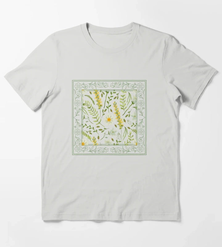 Framed Daisy Flower T-Shirt Light Grey