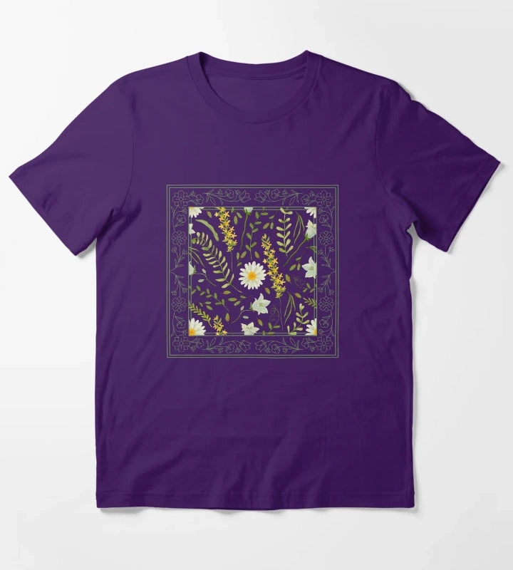 Framed Daisy Flower T-Shirt Purple