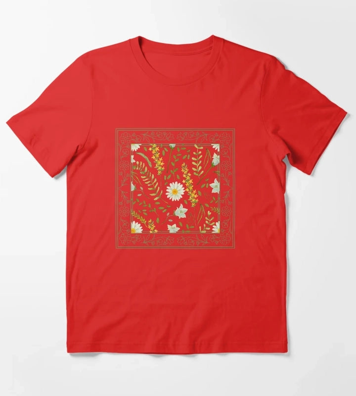 Framed Daisy Flower T-Shirt Red