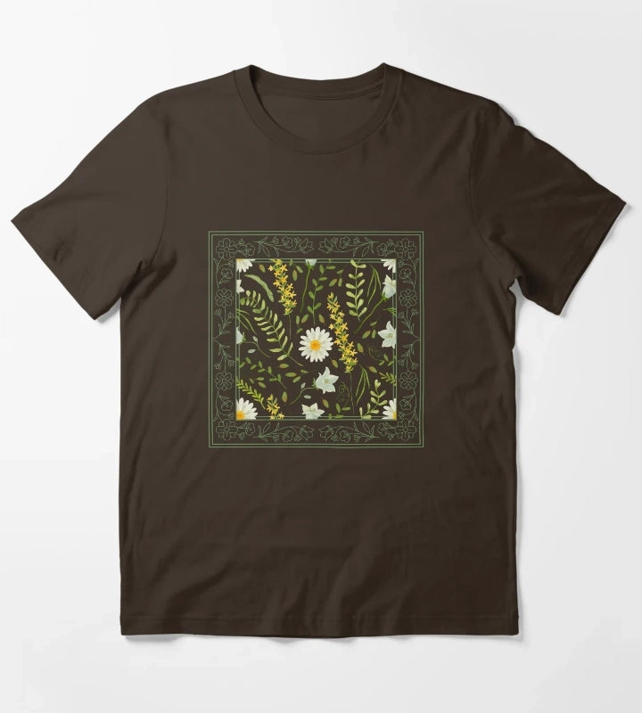 Framed Daisy Flower T-Shirt Brown
