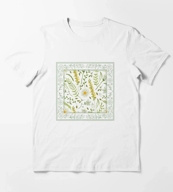 Framed Daisy Flower T-Shirt White