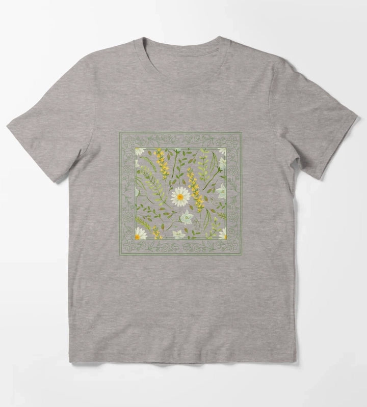 Framed Daisy Flower T-Shirt Heather Grey