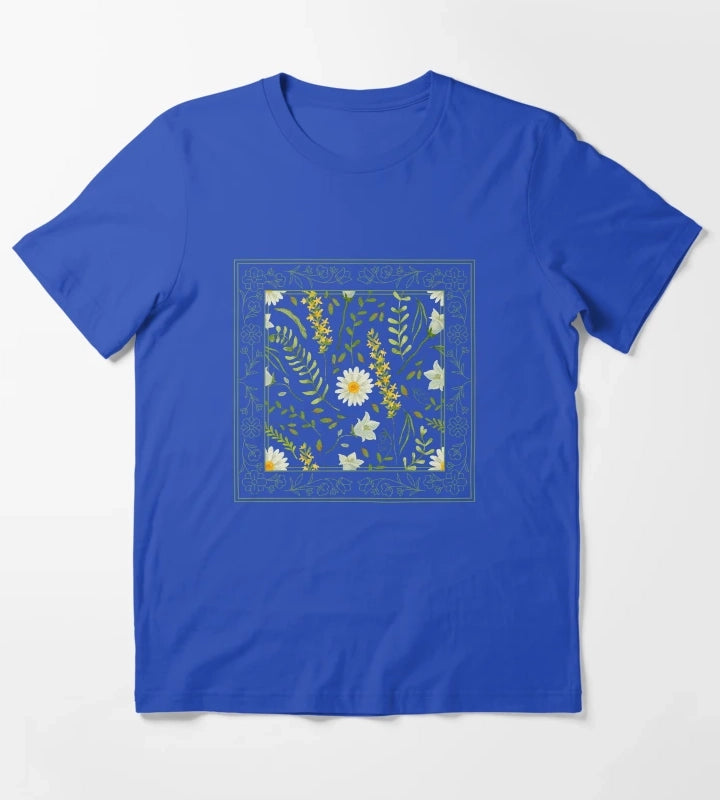 Framed Daisy Flower T-Shirt Blue
