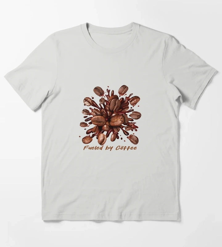 Fueled by Coffee Coffee Bean Explosion Art T-Shirt Light Grey
