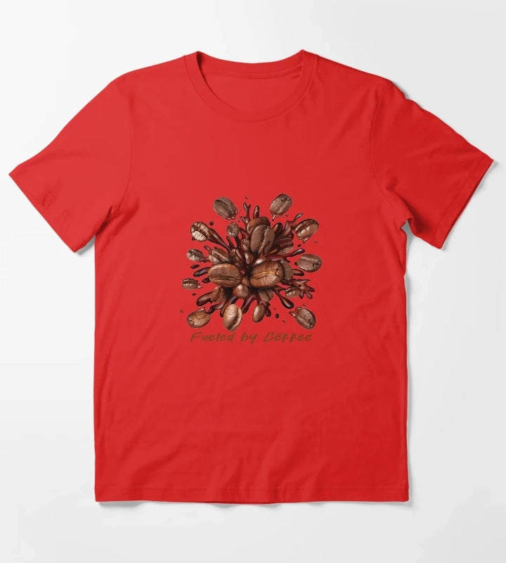 Fueled by Coffee Coffee Bean Explosion Art T-Shirt Red