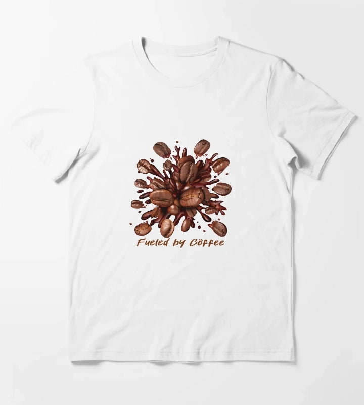 Fueled by Coffee Coffee Bean Explosion Art T-Shirt White