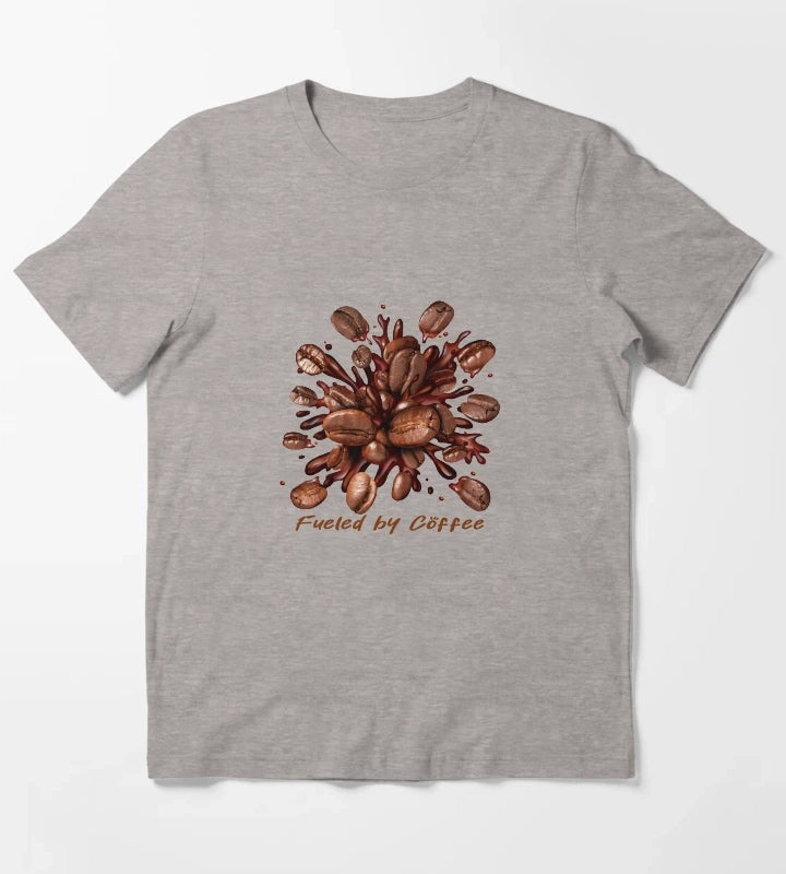 Fueled by Coffee Coffee Bean Explosion Art T-Shirt Heather Grey