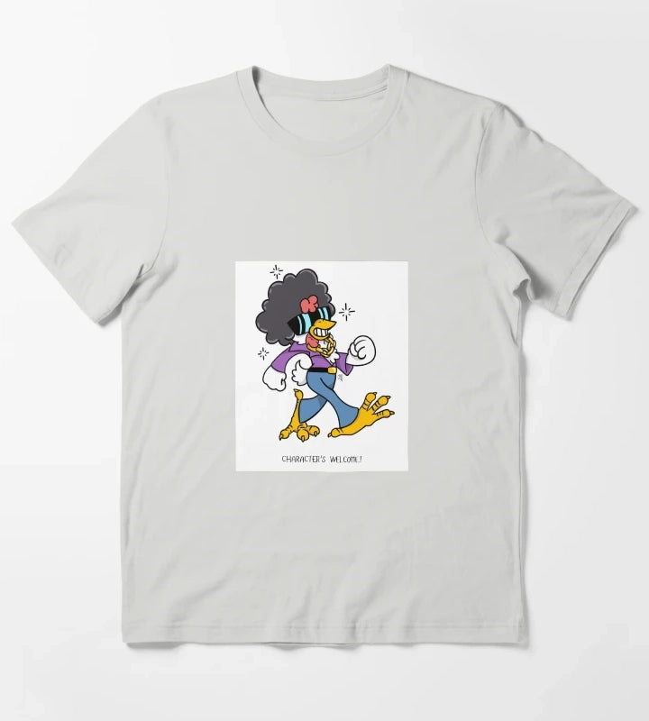 Funky achomatic Chicken Walkin tall T-Shirt Light Grey