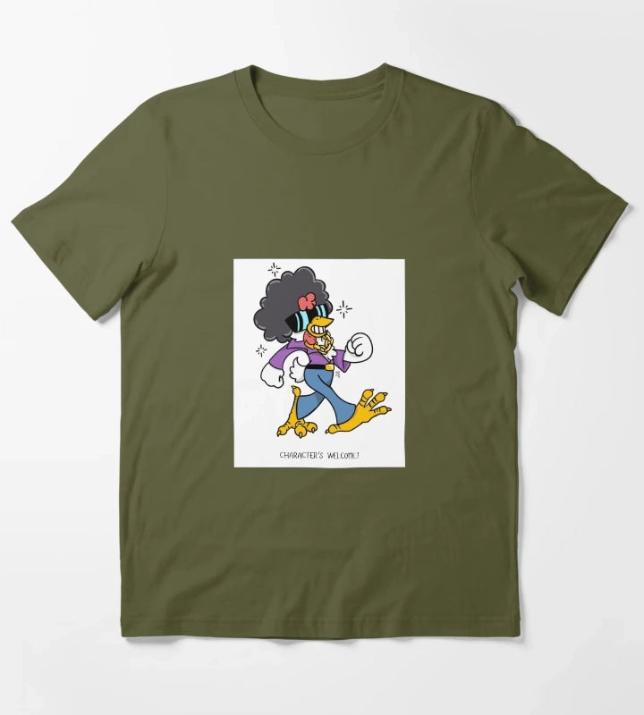 Funky achomatic Chicken Walkin tall T-Shirt Olive Green