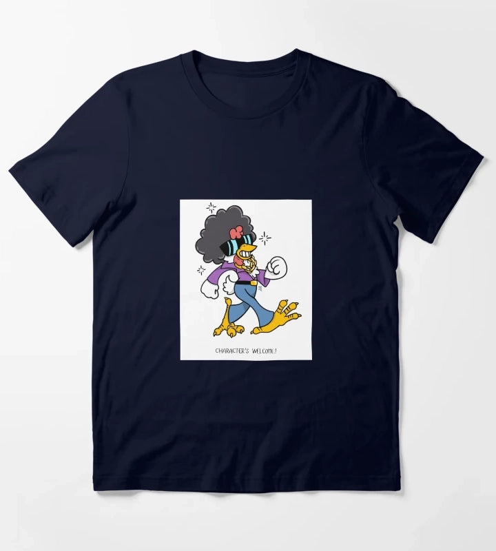 Funky achomatic Chicken Walkin tall T-Shirt Navy