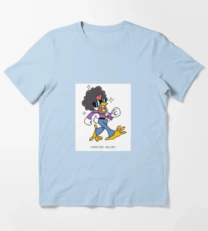 Funky achomatic Chicken Walkin tall T-Shirt Sky Blue