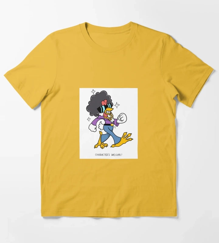 Funky achomatic Chicken Walkin tall T-Shirt Yellow