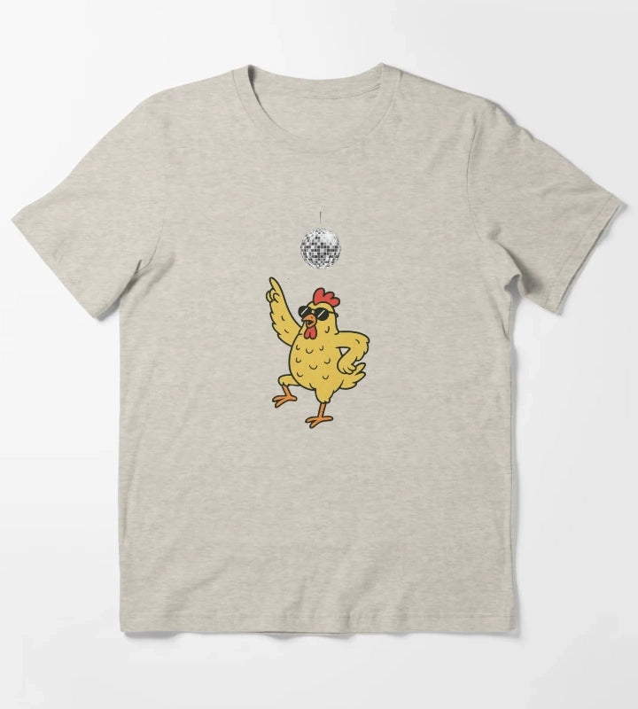 Funny Chicken Dancing Under Disco Ball T-Shirt Cream