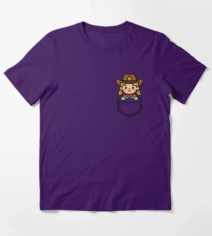Funny Cowgirl Pocket Pal Cute Cowgirl Western Rodeo T-Shirt Purple