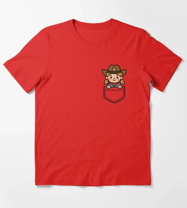 Funny Cowgirl Pocket Pal Cute Cowgirl Western Rodeo T-Shirt Red