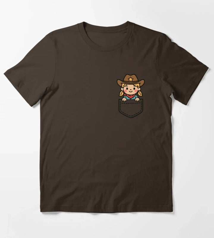 Funny Cowgirl Pocket Pal Cute Cowgirl Western Rodeo T-Shirt Brown