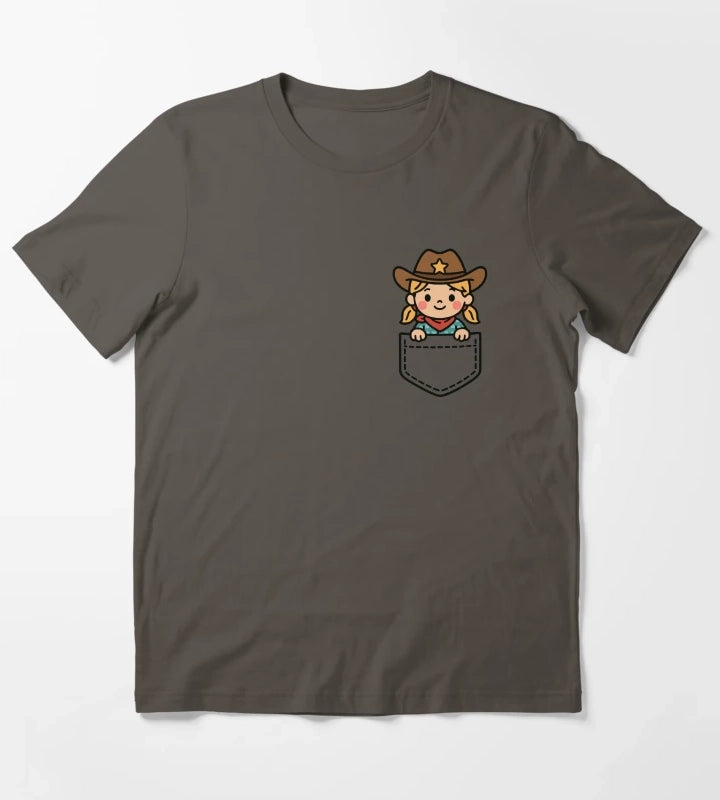 Funny Cowgirl Pocket Pal Cute Cowgirl Western Rodeo T-Shirt Dark Grey