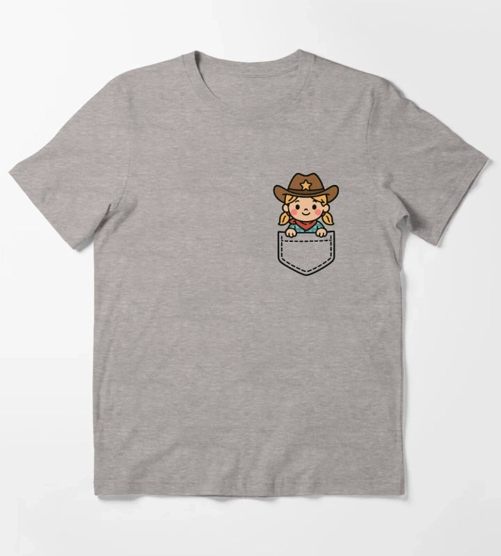 Funny Cowgirl Pocket Pal Cute Cowgirl Western Rodeo T-Shirt Heather Grey