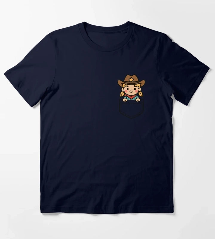 Funny Cowgirl Pocket Pal Cute Cowgirl Western Rodeo T-Shirt Navy