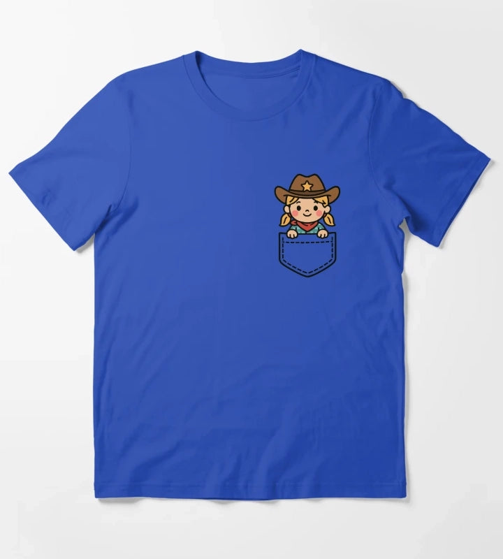 Funny Cowgirl Pocket Pal Cute Cowgirl Western Rodeo T-Shirt Blue