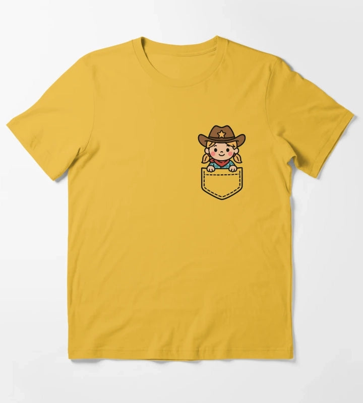 Funny Cowgirl Pocket Pal Cute Cowgirl Western Rodeo T-Shirt Yellow