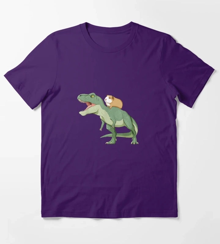 Funny Guinea Pig Riding T Rex Dinosaur T-Shirt Purple