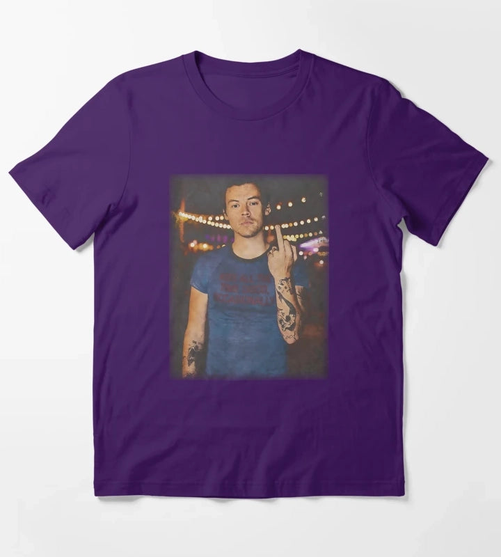 Funny Harry Styles Middle Finger Vintage Harry Styles T-Shirt Purple