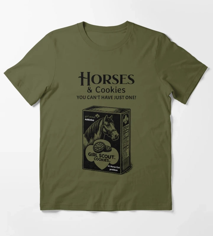 Funny Horse Girl T-Shirt Olive Green