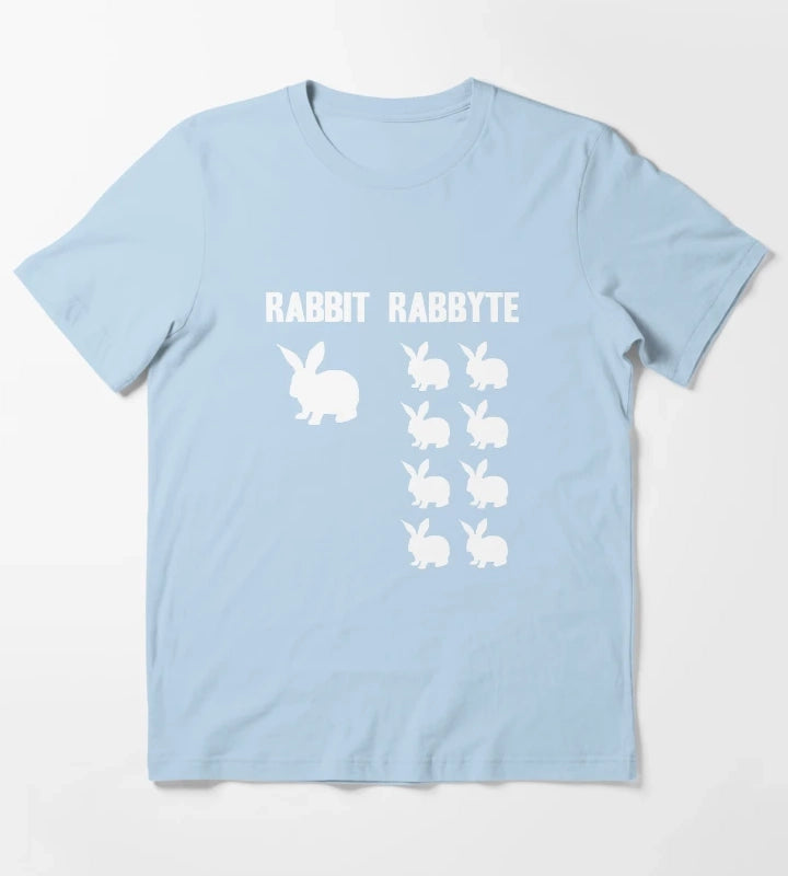 Funny Rabbit Rabbyte Programmer Computer Humor T-Shirt Sky Blue