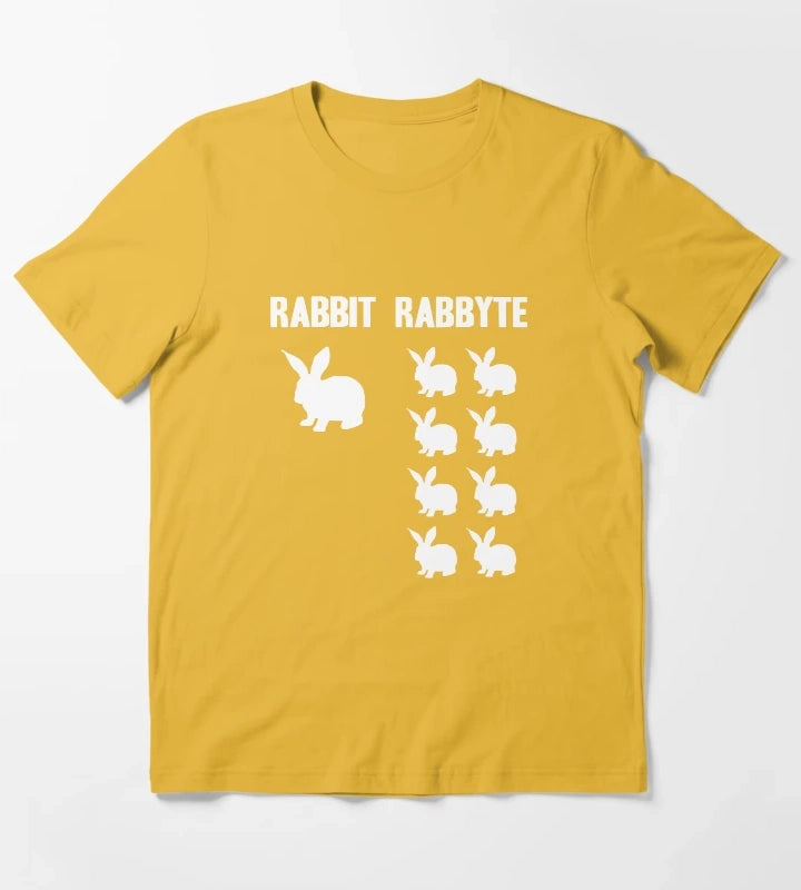 Funny Rabbit Rabbyte Programmer Computer Humor T-Shirt Yellow