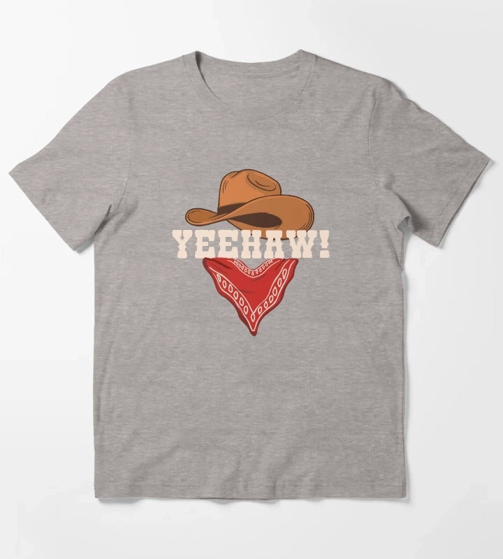 Funny Rodeo Yeehaw Cowboy Cowgirl Saying Western Saying Country Life T-Shirt Heather Grey