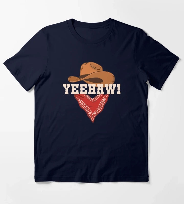 Funny Rodeo Yeehaw Cowboy Cowgirl Saying Western Saying Country Life T-Shirt Navy
