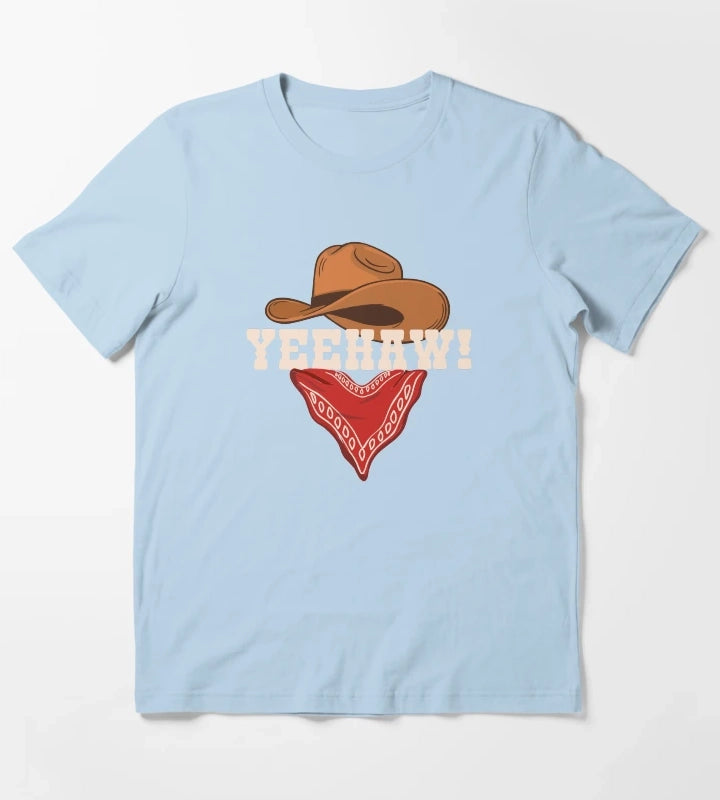 Funny Rodeo Yeehaw Cowboy Cowgirl Saying Western Saying Country Life T-Shirt Sky Blue