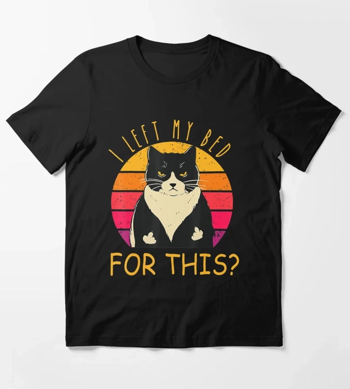 Funny Vintage Black Cat I Left My Bed For This T-Shirt