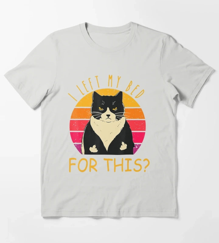 Funny Vintage Black Cat I Left My Bed For This T-Shirt Light Grey