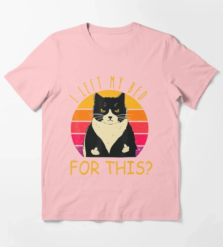 Funny Vintage Black Cat I Left My Bed For This T-Shirt Dark Grey